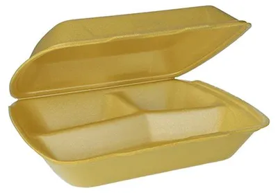 Produktbild von 200 Menüboxen mit Klappdeckel, XPS 3-geteilt 7,5 cm x 24,3 cm x 20,8 cm gold