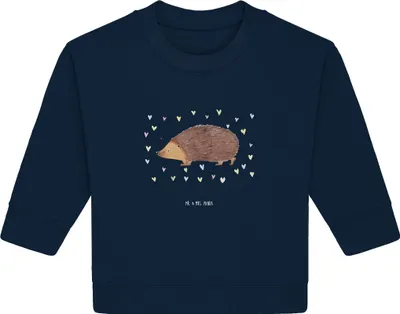 Produktbild von Mr. & Mrs. Panda Organic Baby Pullover Igel Herzen 6. - 12. Monat - French Navy - Geschenk, Bullover, Kuss, Leben, Herz, Liebe, Lustige Sprüche