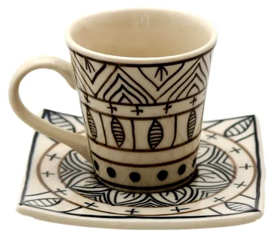 Produktbild von Espressotassen mit Unterteller schwarz/weiß Set/4