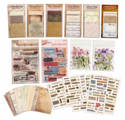 Scrapbook-Set, 699-teilig, Vintage-Papier, Blumensticker, DIY