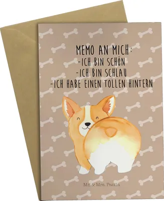 Produktbild von Mr. & Mrs. Panda Glückwunschkarte Corgi Po - Hundeglück - Geschenk, weihnachtskarten, Positiv, osterkarten, Grußkarte, glückwunschkarten, Hund, Sprüche, osterkarte