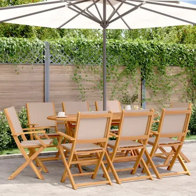 Produktbild von Möbel Gartenstühle 8 Stk. Klappbar Taupe Stoff und Massivholz - Gartensessel 3214582