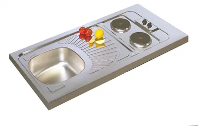 Image de évier Inox 2 Plaques électriques Solution Compacte Cuisine Tout-en-un - Moderna