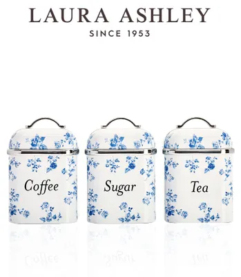 Produktbild von Laura Ashley Küchenaufbewahrungsboxen, 3er-Set – Edelstahl – Für Tee, Kaffee & Zucker – Abnehmbare Deckel – China Rose
