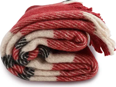 Produktbild von Fair De Luxe Wollmixdecke 70 %  Wolle & 30 % Polyamid | wärmende Wohndecke/Plaid vielseitig einsetzbar | Rotschwarz kariert