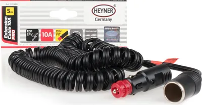 Zdjęcie produktu dla HEYNER® 5m przedłużacz spiralny 12 V / 24 V 10A bezpiecznik zapalniczka przedłużacz wtyczka samochodowa kabel ładowarka adapter zasilanie