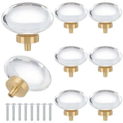 Produktbild von Set mit 8 antiken Kristallknäufen für Schränke, aus Messing