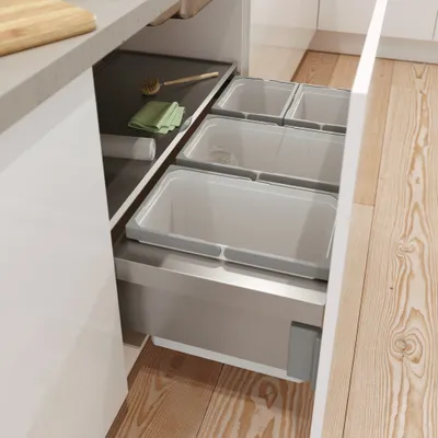 Produktbild von Naber Cox® Base 360 S/900-4, Abfallsammler für Frontauszüge, ohne Biodeckel, hellgrau, H 360 mm