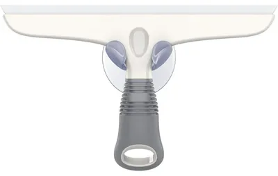 Produktbild von Duschabzieher Silikon mit Saugnapfhalter, Fensterabzieher für Spiegel, Duschtür, Bad, Glasreinigung, Weiß & Grau