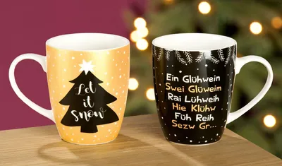 Produktbild von Gilde Porzell Tasse "Let it snow" Knochenporzellan, ca. 360 ml 22490/Abverkauf nur solange Vorrat reicht
