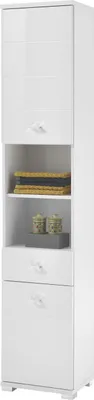 Produktbild von Hochschrank - Weiß matt - Weiß Hochglanz - B 38 cm - 2 Türen - 1 Schublade