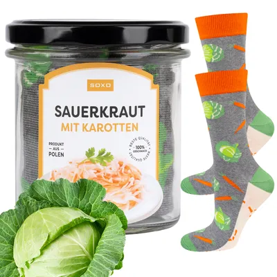 Produktbild von Lustige Herrensocken Größe 40-45 mit dem Motiv "Sauerkraut" von SOXO – Geschenke für Männer