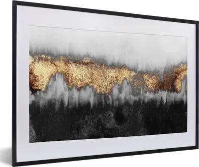 Produktbild von MuchoWow® Gerahmtes Poster Gold - Chic - Abstrakt 60x40 cm - Poster mit Schwarzem Bilderrahmen Wandposter Rahmen Foto Bilder - Schlafzimmer - Plakat in Rahmen - Drucken