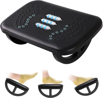 Imagen del producto de Reposapiés ergonómico con superficie antideslizante y rodillos de masaje, ajustable, ideal para la oficina y el hogar