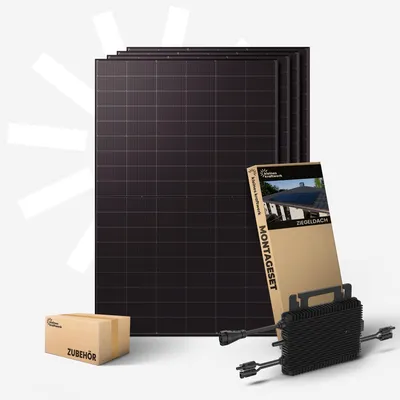 Produktbild von Kleines Kraftwerk 2000W Balkonkraftwerk XL mit Ziegeldach-Halterung – 0% MwSt – 800W Wechselrichter mit WiFi, 4×500W bifaziale Solarmodule, 5 m Kabe