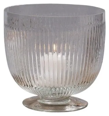 Produktbild von Windlicht Glas Rillen Ø.17 cm H.21 cm transparent 1 Stück