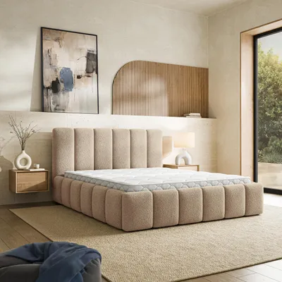 Produktbild von Masseno Polsterbett RANIS 160x200 cm, Polsterbett mit Bettkästen -Beige, QUELLE 05