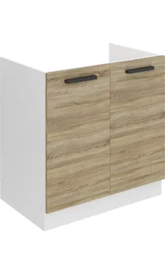 Produktbild von Belini Unterschrank Küche, Spülenunterschrank 80 cm Breite. SDZ Küchenunterschrank ohne Arbeitsplatte. Spülenschrank mit 2 Türen, Sonoma-Eiche