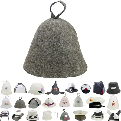 Produktbild von Saunahut aus Wollfilz (Grau 1002) Saunamütze mit witzigen Motiven, Filz Kopfschutz Saunakappe Filzkappe Mütze Filzhut Kappe Sauna Hut