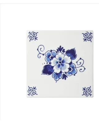 Zdjęcie produktu dla Heinen Delfts Blauw – Płytka ceramiczna "Kwiat" – Delft Blue – 13 cm