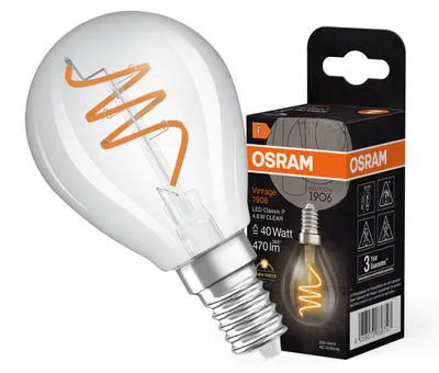 Obrázok produktu pre Žiarovky OSRAM LED, klasický guľový tvar, 40 W náhrada, E27, G125, 2700 Kelvinov, teplá biela, číre sklo, jedno balenie