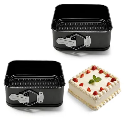 Productafbeelding van Springvorm, vierkant, 18 cm, 2 stuks, antiaanbaklaag, zwart