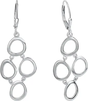 Produktbild von V Ohrhänger 925 Silber beweglich 925/- Sterling Silber 4,4cm weiß 358230270-1