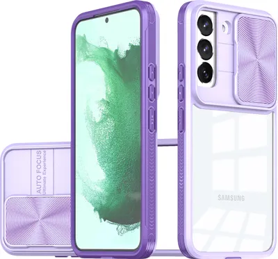 Produktbild von Galaxy S22 5G Hülle, TPU Bumper mit mit Schiebe Kamera Schutz Klar Schutzhülle für Samsung Galaxy S22 5G Lila