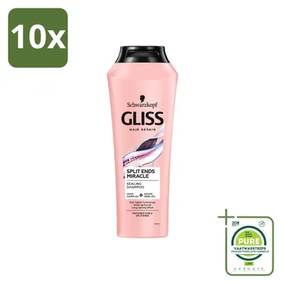Obrázok produktu pre 10 ks šampónu Schwarzkopf Gliss proti štiepeniu vlasov, pre poškodené vlasy - 250 ml - veľké balenie - 10 kusov