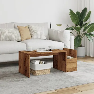 Produktbild von "Rabatt" Couchtisch modern - Wohnzimmertisch - Einfache Montage - Altholz-Optik 90x45x35 cm Holzwerkstoff - Kaffeetisch CC24200