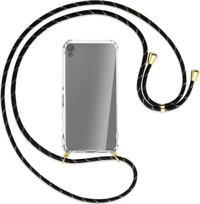 Produktbild von Handykette Backcover-Schutzhülle mit Band (Metall goldfarben) für Sony Xperia XA - schwarz/gold