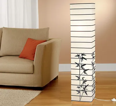 Produktbild von Reispapierlampe "Japan" weiß mit floralem Muster inkl. LED Leuchtmittel