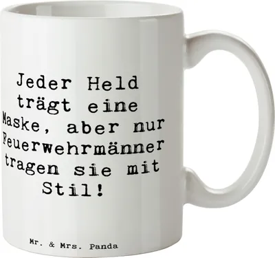 Produktbild von Mr. & Mrs. Panda Tasse Spruch Stilvolle Feuerwehrmann - Weiß - Geschenk, personalisierte Geschenke, Becher, Keramiktasse, Eleganz, Geschenkideen, Tapferkeit, Pott, Beruf