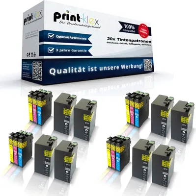 Produktbild von 20x kompatible XXL Tintenpatronen für Epson Workforce WF 7110 DTW WF 7600 Series WF 7610 DWF WF 7620 DTWF Series Black Cyan Magenta Yellow - Easy Office Serie