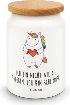 Produktbild von Mr. & Mrs. Panda Kaffeedose Einhorn Herz - Weiß - Geschenk, Keksdose, Unicorn, Dose, zuckerdose, Anders, Witzig, Lustig, Vorratsbehälter, behälter