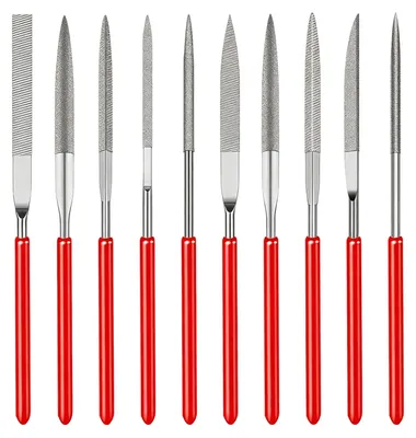 Mini-Diamantfeilen-Set, 10-teilig, 3 mm x 140 mm, für Holz, Metall, Kunststoff