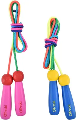 Image de Corde à sauter réglable pour enfants - 2 pièces avec poignée en bois - 250 cm