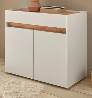 Produktbild von Schuhschrank "Center" in weiß und Wotan Eiche Flurkommode 80 x 70 cm