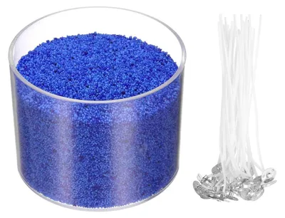 Produktbild von Kerzenwachs Perlen 200g Hellblau mit 20 Dochtern für DIY-Projekte