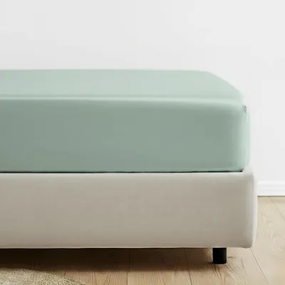 Productafbeelding van Hoeslaken 90 x 200 cm, mintgroen, 100% gekamd katoen, voor boxspring
