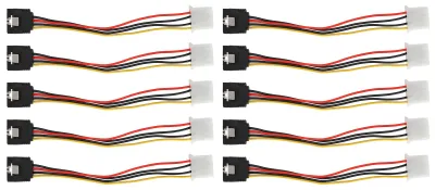Image de Lot de 10 câbles SATA : adaptateur d'alimentation 4 broches vers 15 broches IDESATA avec répartiteur d'alimentation