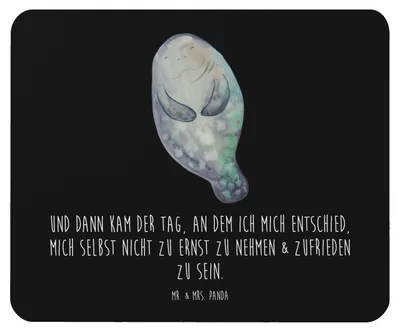 Produktbild von Mr. & Mrs. Panda Mousepad Seekuh Happy - Schwarz - Geschenk, Respekt, Liebeskummer, Mouse Pad, Mauspad, laptop, Freundin, Meer, mousematte, Neustart, Achtsamkeit, pc