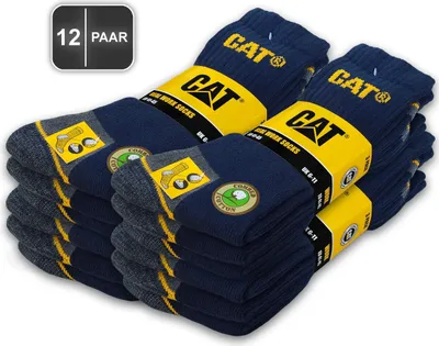 Produktbild von 12 Paar CAT® CATERPILLAR REAL WORK SOCKS Damen Herren Arbeitssocken Business Socken Strümpfe Farbe Blau Größe 41-45