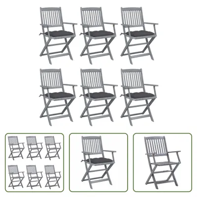 Produktbild von The Living Store Klappbare Gartenstühle 6 Stk. mit Kissen Massivholz Akazie