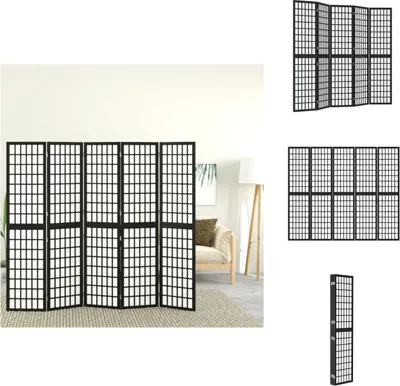 Obrázek produktu pro vidaXL 5dílný skládací paraván v japonském stylu 200x170 cm černý - rozdělovač místností