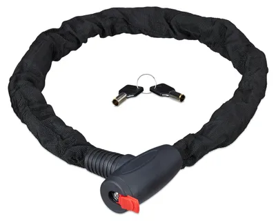 Productafbeelding van Relaxdays Ketelslot, veiligheidslot voor fietsen en motorfietsen, 2 sleutels, veilig, geschikt voor buitengebruik, fietsslot, 100 cm lang, zwart