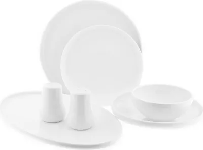 Image de set de vaisselle 27 pièces en blanc Service de table pour 6 personnes en porcelaine