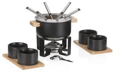 Fondue-Set Ø 20 cm, 1,6 l, Edelstahl, schwarz, induktionsgeeignet