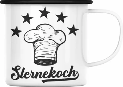Produktbild von Trendation - Koch Geschenk Emaille Tasse Sternekoch Geschenkidee Lustiger Spruch (Schwarz)