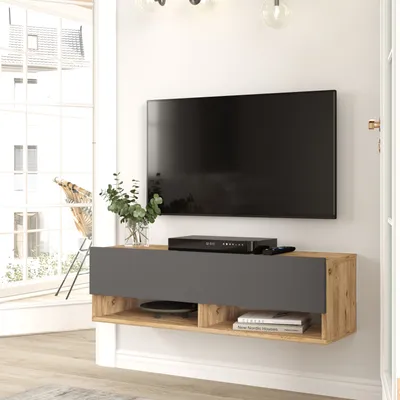Zdjęcie produktu dla Stolik pod telewizor 'Laitila' 100x31,5x29,5 cm dąb rustykalny/antracyt